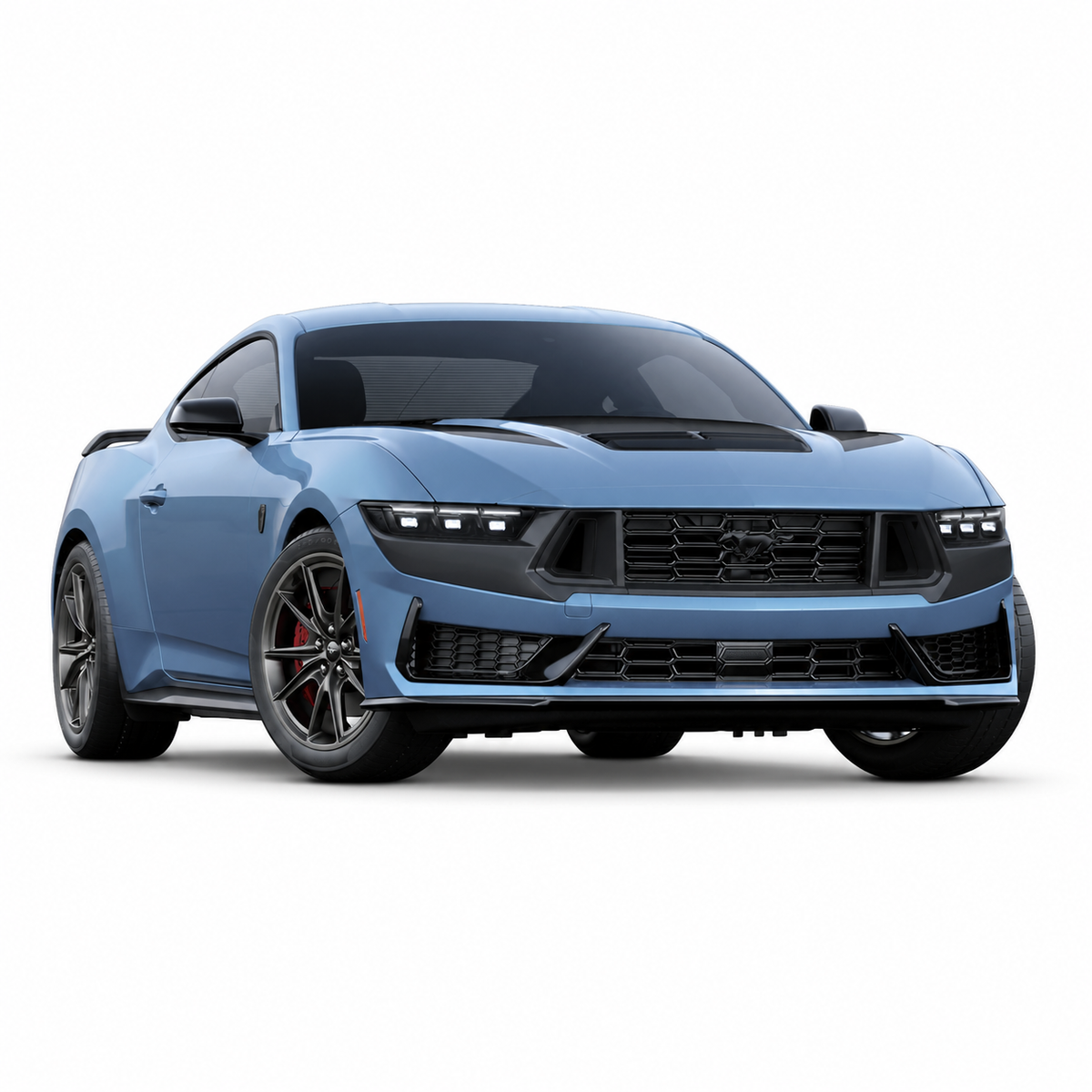 Mustang S650 Dark Horse 5.0L (2024–2026) — front three-quarter view on white